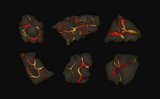 gestileerde abstract achtergrond van vulkaan magma gloed structuur in kraken gaten.vernietigd aarde oppervlakte en vloeiende lava. vector