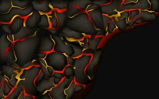 gestileerde abstract achtergrond van vulkaan magma gloed structuur in kraken gaten.vernietigd aarde oppervlakte en vloeiende lava. vector