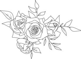 mooi boeket van zwart en wit rozen en bladeren. bloem arrangement geïsoleerd Aan achtergrond. ontwerp van groet kaarten en bruiloft uitnodigingen, groet kaarten vector