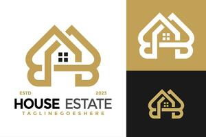 brief b huis landgoed logo ontwerp vector symbool icoon illustratie