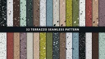 set van naadloze patronen in terrazzo-stijl. premium vector