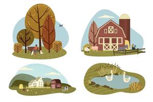 illustraties van natuur en platteland vector