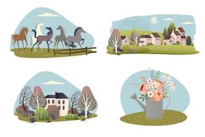 illustraties van natuur en platteland vector