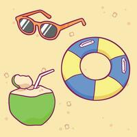 zomer uitstraling tekenfilm icoon. vector icoon met zomer themed decoratie en spullen voor vakantie en seizoen