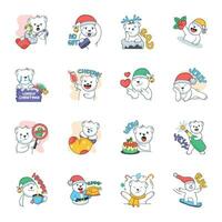 handig pak van vlak Kerstmis dag stickers vector