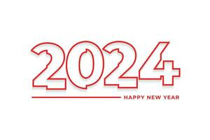 gelukkig nieuw jaar 2024 rood schets typografie tekst logo ontwerp vector