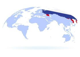 planeet aarde. vlag van Rusland. de aarde, wereld kaart Aan wit achtergrond. vector illustratie. eps 10