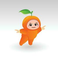 vector oranje fruit kawaii tekenfilm karakter vector grappig oranje fruit kawaii illustratie