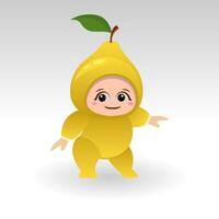 vector Peer fruit kawaii tekenfilm karakter vector grappig Peer fruit kawaii illustratie