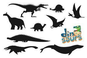 tekenfilm dinosaurussen kinderachtig personages silhouetten vector