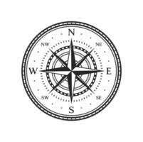 oud kompas, wijnoogst kaart wind roos antiek symbool vector