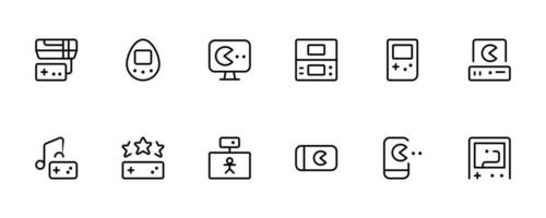 video spellen, gamen, apparaatje, e-sport, controleur icoon. lineair pictogrammen. bewerkbare hartinfarct. lijn, stevig, vlak lijn, dun stijl en geschikt voor web bladzijde, mobiel app, ui, ux ontwerp. vector