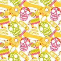 dia de Muertos naadloos patroon illustratie met dag van de dood en skelet element in Mexicaans ontwerp vector