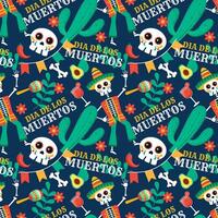 dia de Muertos naadloos patroon illustratie met dag van de dood en skelet element in Mexicaans ontwerp vector