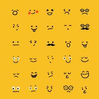 reeks van emoticons. wereld emoji dag groet kaart ontwerp sjabloon met verschillend gevoelens vector