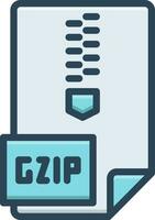 kleur icoon voor gzip vector