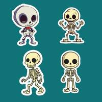 vier tekenfilm skeletten, een grappig en kleurrijk illustratie vector