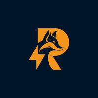 brief r met vos hoofd binnen logo ontwerp vector