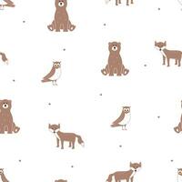 naadloos patroon schattig Woud dieren. vector illustratie achtergrond behang voor kinderen met grappig beer, vos uil.