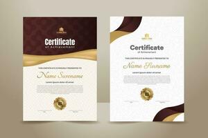 premie elegant certificaat sjabloon ontwerp met donker rood en gouden ornament. vector illustratie