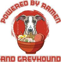 ramen sushi windhond hond t-shirt vector