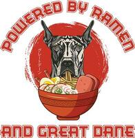 ramen sushi Super goed dane hond t-shirt vector