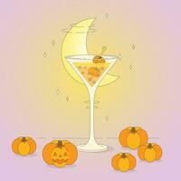 halloween pompoen martini vector