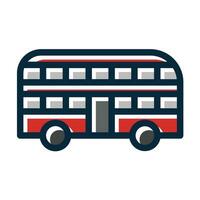 dubbele bus vector dik lijn gevulde donker kleuren pictogrammen voor persoonlijk en reclame gebruiken.