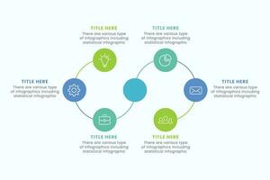 presentatie bedrijf cirkel infographic sjabloon met zes stap elementen vector illustratie