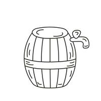 vat van bier vector illustratie in tekening stijl. geïsoleerd icoon zwart lijn. houten vat met kraan