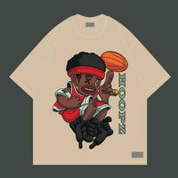 basketbal rood hen tekenfilm karakter voor streetwear of merch vector