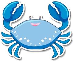 blauwe krab zee dier cartoon sticker vector