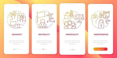 onboarding mobiele app-paginascherm voor humanitaire hulp. vector