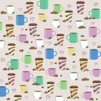 koffie cups met koffie patroon vector illustratie