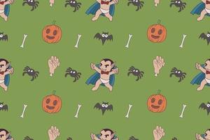 naadloos patroon van halloween schattige doodles vector