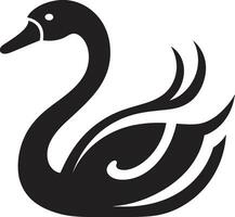 elegant zwaan logo in zwart bevallig zwaan embleem vector