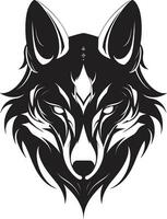 monochromatisch wolf gezicht logo sinister hoektand zegel vector