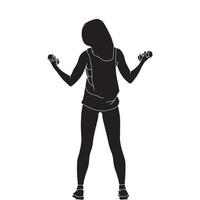 silhouette - vrouwen met dumbbell illustraties op witte achtergrond vector
