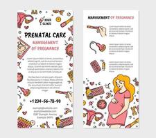 zwangerschap en prenatale zorg kliniek doodle flyer vector