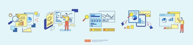 digitale grafiekgegevens voor seo-analyse en strategische en statistiekenset vector