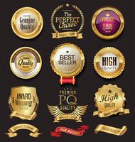 Luxe premium gouden insignes en labels vector