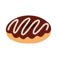 Choco donut met wit chocola in voedsel tekening tekenfilm geanimeerd vector illustratie