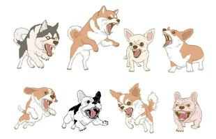 tekenfilm boos boos hond blaffen reeks ,geïsoleerd Aan wit achtergrond. vector