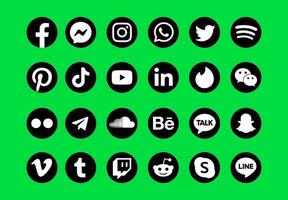 de reeks van sociaal media vector pictogrammen Aan een fluorescerend groen achtergrond.