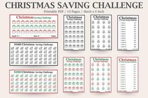 Kerstmis spaargeld uitdaging, geld besparing uitdaging, 1000 spaargeld uitdaging, kerst begroting planner, kerstmis spaargeld Doelen, sparen geld vector
