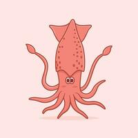 schattig inktvis tekenfilm illustratie, schattig zee dier tekenfilm vector