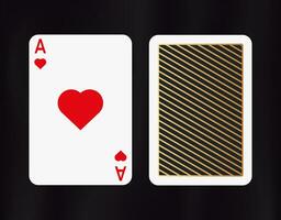 Open kaart van twee met aas van harten. rood symbool van het gokken geluk in poker en geslaagd spel in casino met blackjack en vector weddenschappen