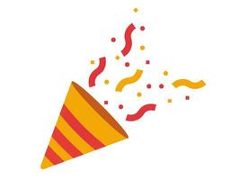 feestelijk kraker met vliegend confetti. kleurrijk carnaval attribuut met pret partij en gelukkig verjaardag vector viering