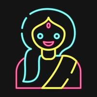 icoon Indisch meisje. diwali viering elementen. pictogrammen in neon stijl. mooi zo voor afdrukken, affiches, logo, decoratie, infografieken, enz. vector