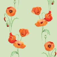 waterverf naadloos patroon met hand- getrokken zomer helder rood papaver bloemen. geïsoleerd Aan kleur achtergrond. ontwerp voor uitnodigingen, bruiloft, liefde of groet kaarten, papier, afdrukken, textiel vector